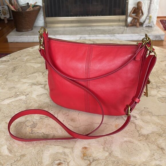 NWOT Fossil Jolie Red Leather Crossbody Bag - Picture 5 of 14